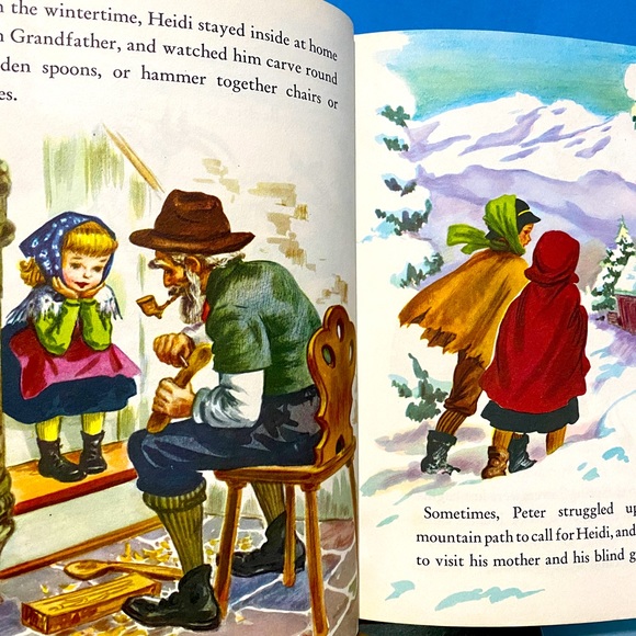 A LITTLE GOLDEN BOOK VTG 1954 HEIDI HER LIFE IN THE MOUNTAINS w/HER GRANDFATHER - Picture 8 of 15